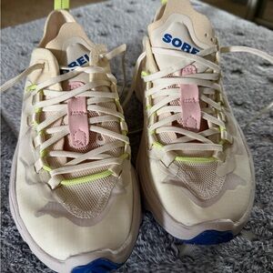 Sorel Cream Mesh Sneakers with Pink & Neon Accents